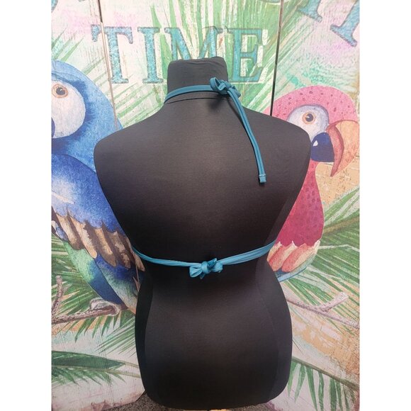 Teal Halter Bikini Top With Lace Trim Women's Swimwear Size Large Juniors - Picture 4 of 8